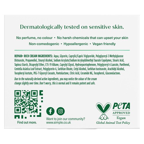 Simple Repair+ Rich Moisturiser Cream thumbnail 5
