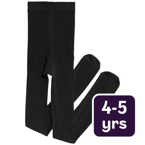 M&S Girls Cotton Rich School Tights, 4-5 Years, Black