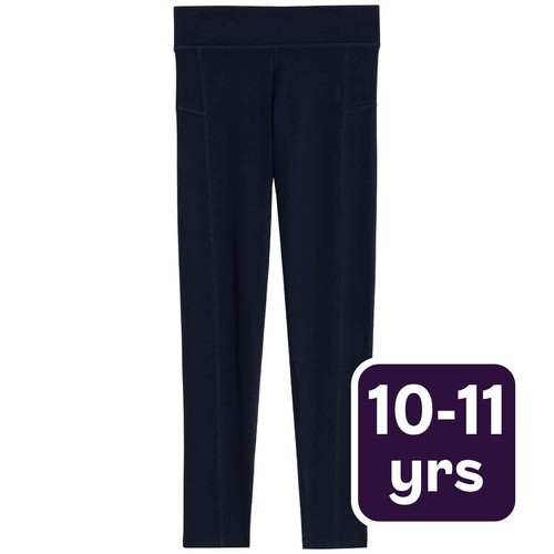M&S Girls Cotton Rich Leggings, 10-11 Years, Navy
