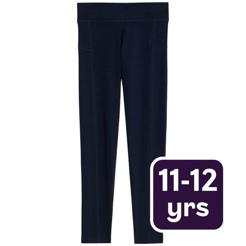 M&S Girls Cotton Rich Leggings, 11-12 Years, Navy