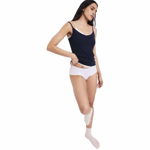 M&S Womens Cotton Rich Strappy Vests, 10, Navy thumbnail 4