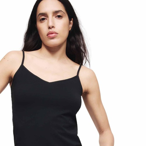 M&S Womens Cotton Rich Strappy Vests, 18, Black thumbnail 3