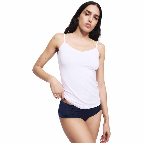 M&S Womens Cotton Rich Strappy Vests, 16, White thumbnail 3
