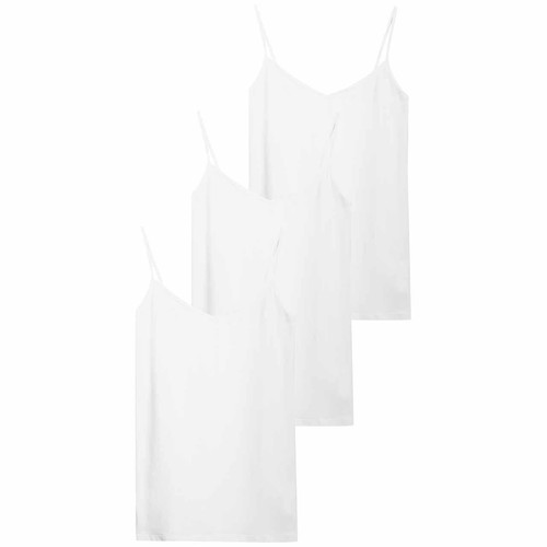 M&S Womens Cotton Rich Strappy Vests, 8, White thumbnail 2