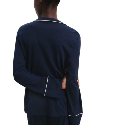 M&S Womens Autograph Cotton Modal Revere Pyjamas, L, Navy thumbnail 6