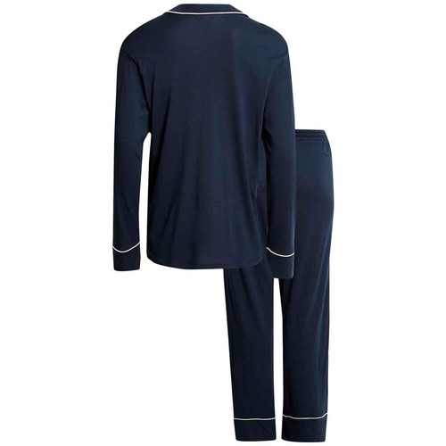 M&S Womens Autograph Cotton Modal Revere Pyjamas, XL, Navy thumbnail 2