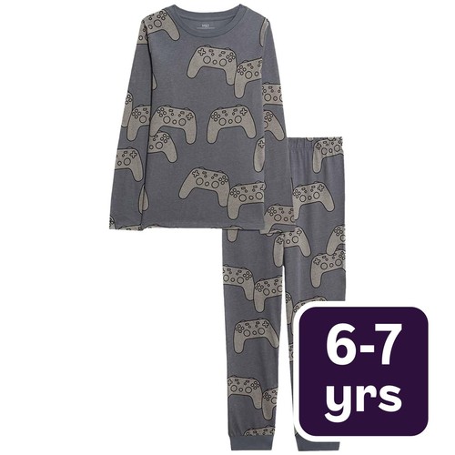 M&S Gaming Pyjamas, 6-7 Years, Grey