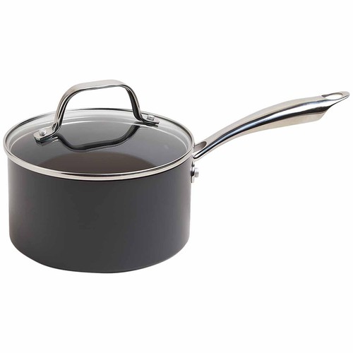 M&S Chef Hard Anodised 18cm Saucepan,Black Mix thumbnail 2