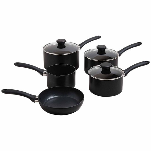 M&S Black Aluminium Non Stick Pan Set, Black