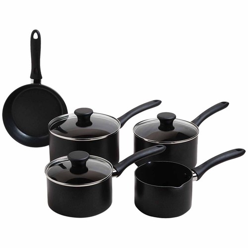 M&S Black Aluminium Non Stick Pan Set, Black thumbnail 4