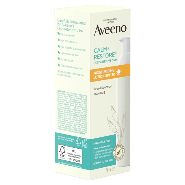Aveeno Calm & Restore Moisturising Face Lotion SPF50 thumbnail 3