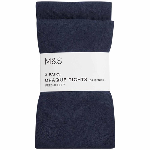 M&S Girls 60 Denier School Tights, 9-10 Years, Navy