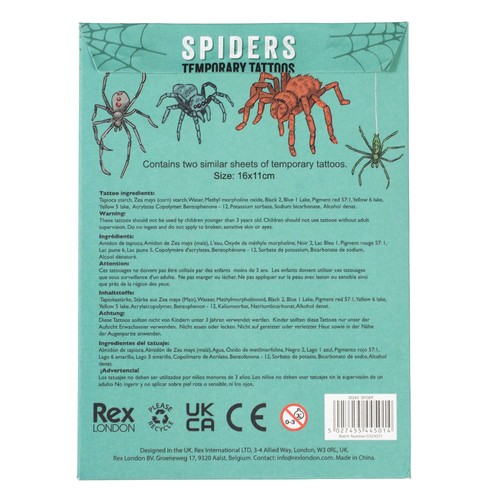 Rex London Halloween Spider Temporary Tattoos thumbnail 4