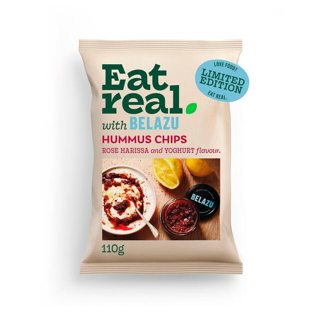 Eat Real with Belazu Rose Harissa & Natural Yogurt Hummus Chips