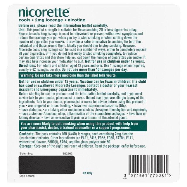 Nicorette 2mg Icy Mint Nicotine Lozenges thumbnail 10
