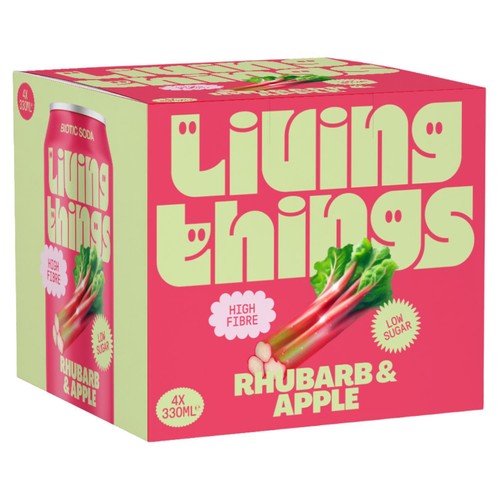 Living Things Rhubarb & Apple Prebiotic Soda