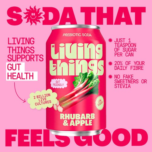 Living Things Rhubarb & Apple Biotic Soda thumbnail 5