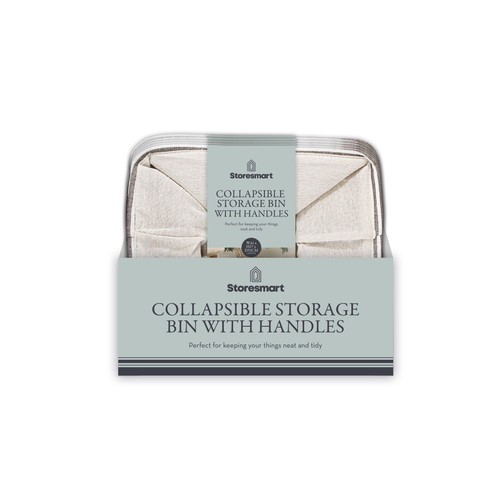 Collapsible Fabric Storage Bin with Handles