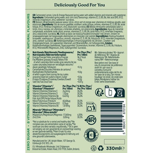 Activit Sparkling Vitamin Water Lemon & Lime thumbnail 4
