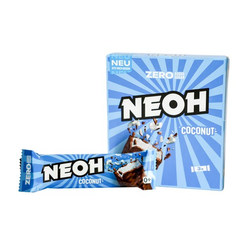 NEOH Coconut Chocolate Bar Multipack, 3 Bars ,No Added Sugar, High Fibre