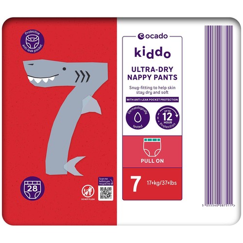 Ocado Kiddo Ultra-Dry Nappy Pants Size 7 (17+kg) thumbnail 3
