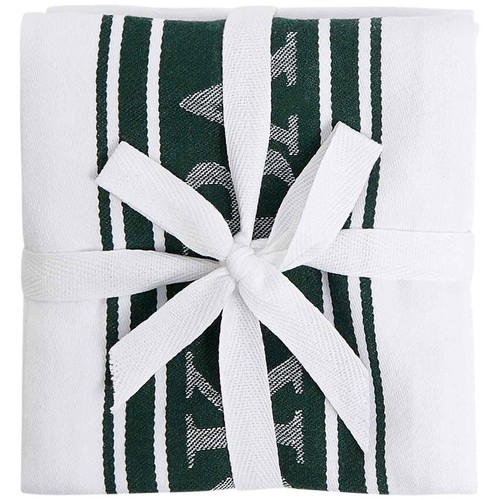 M&S Cotton Rich Striped Tea Towels, Dark Green thumbnail 2