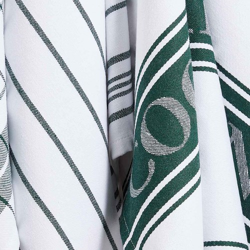 M&S Cotton Rich Striped Tea Towels, Dark Green thumbnail 4