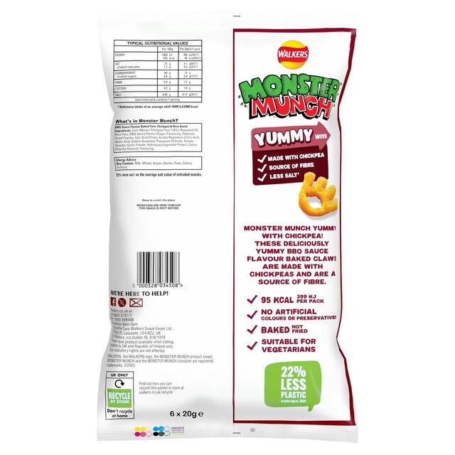Monster Munch Walkers BBQ Sauce Multipack Chickpea Crisps thumbnail 2