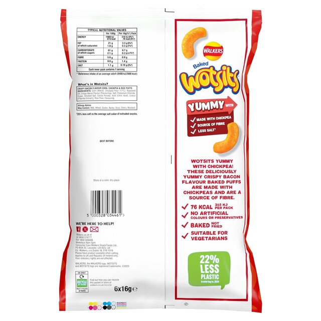 Wotsits Walkers Crispy Bacon Multipack Chickpea Crisps thumbnail 2