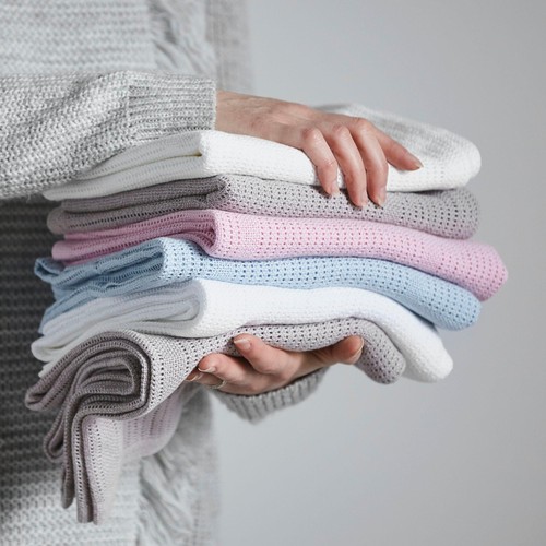 Bloomsbury Mill Organic Cellular Blankets, White, 2 pack thumbnail 3