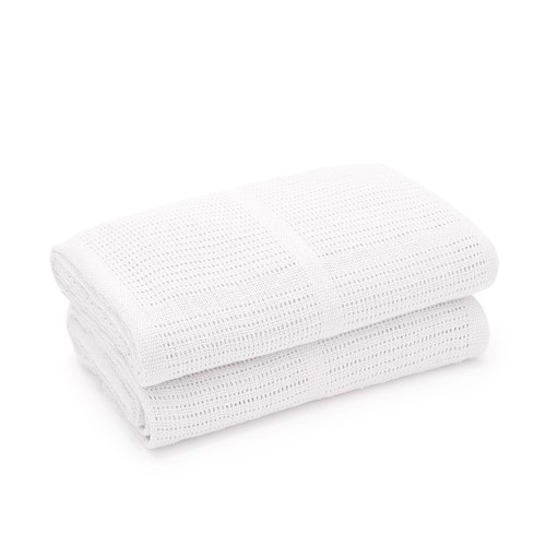 Bloomsbury Mill Organic Cellular Blankets, White, 2 pack thumbnail 4