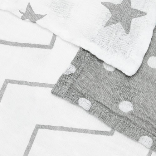 Bloomsbury Mill Organic Muslin Squares, Grey/White, 6 pack thumbnail 3