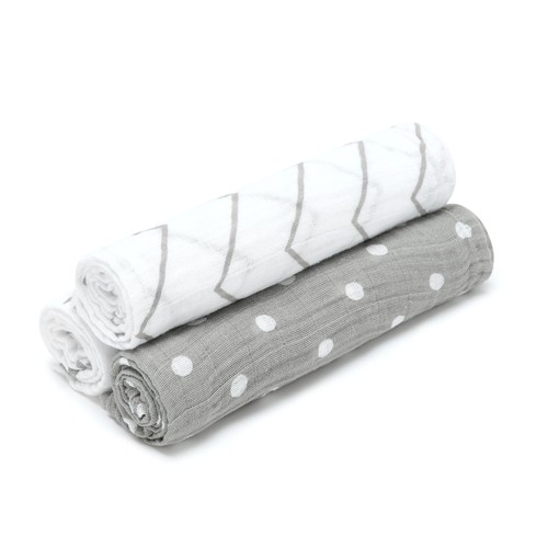 Bloomsbury Mill Organic Muslin Squares, Grey/White, 3 pack thumbnail 2