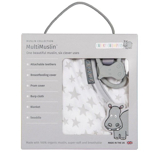 Cheeky Chompers 6 in 1 Multi Muslin Silver Stars thumbnail 2