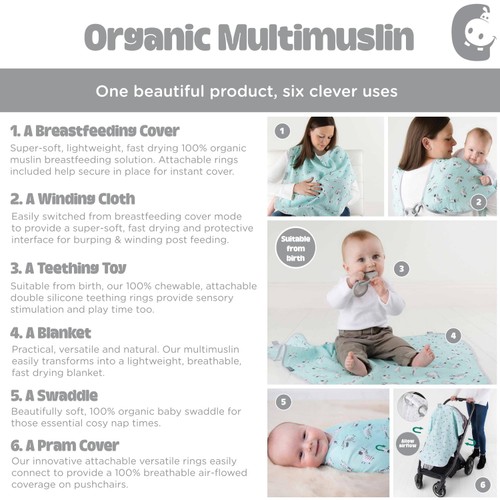 Cheeky Chompers 6 in 1 Multi Muslin Silver Stars thumbnail 3