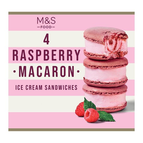 M&S Raspberry Macaron Ice Cream Sandwiches Serves 4