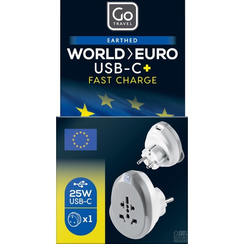 Go Travel World -  EU USB C Adaptor + (25W)