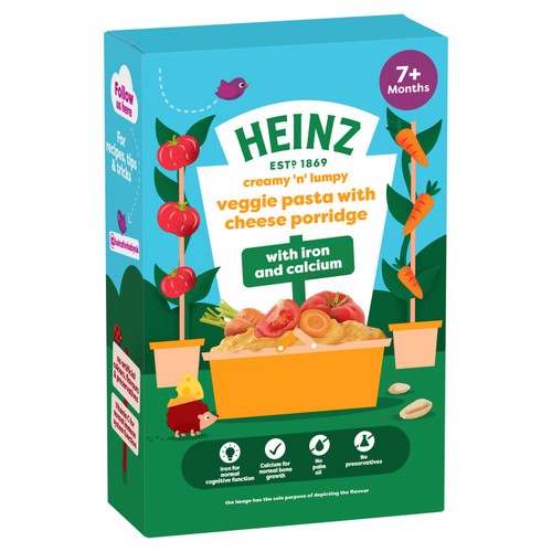 Heinz Veggie Pasta Cheese Porridge Baby Food 7+ Months thumbnail 2
