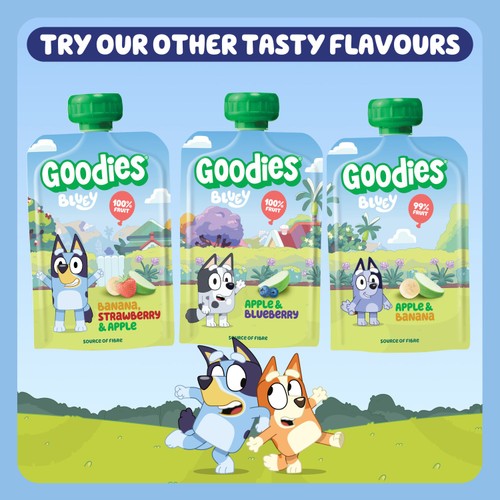 Goodies BLUEY Kids Snack Banana & Strawberry Yoghurt Pouch Multipack thumbnail 2
