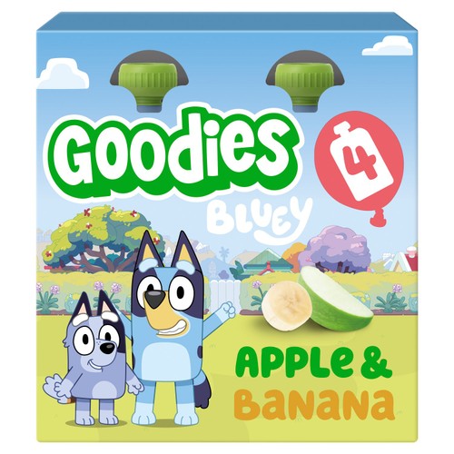Goodies BLUEY Kids Snack Apple & Banana Smoothie Fruit Pouch Multipack