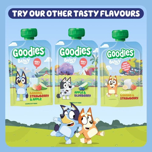 Goodies BLUEY Kids Snack Apple & Banana Smoothie Fruit Pouch Multipack thumbnail 4