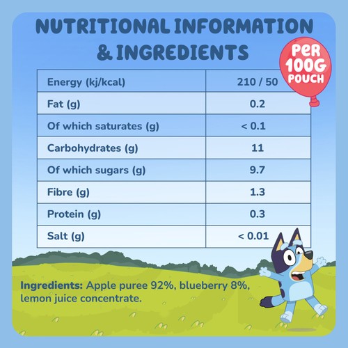 Goodies BLUEY Kids Snack Apple & Blueberry Smoothie Fruit Pouch Multipack thumbnail 3
