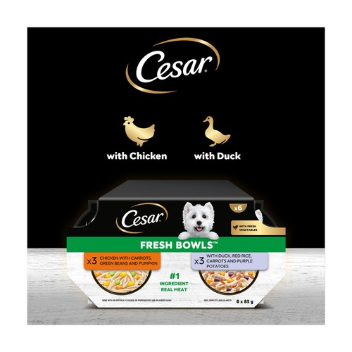 Cesar Fresh Bowl Adult Wet Dog Food Chicken & Duck Taster Multipack thumbnail 5