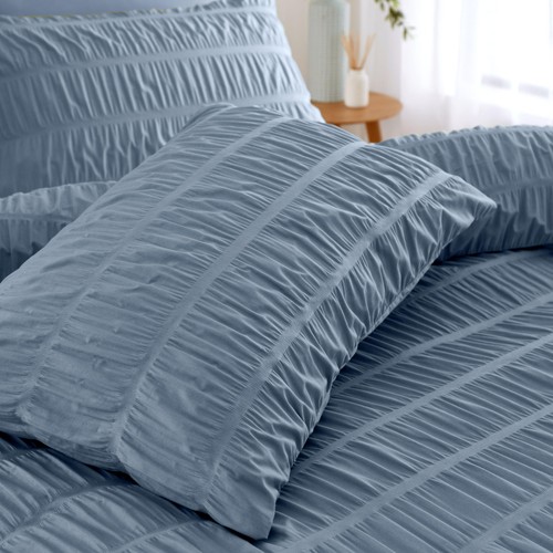 Catherine Lansfield Seersucker Single Duvet Set Lansfield Blue thumbnail 2