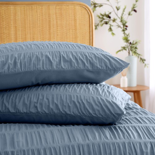Catherine Lansfield Seersucker Single Duvet Set Lansfield Blue thumbnail 4