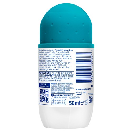 Sanex Derma Care+ Total Protection 72-Hour Antiperspirant Roll-On Deodorant thumbnail 2