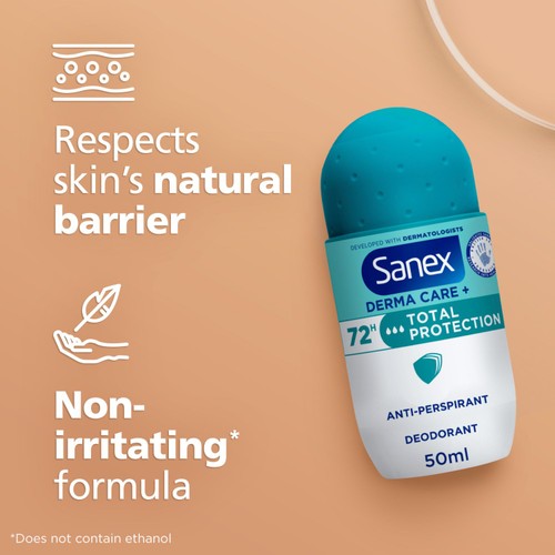 Sanex Derma Care+ Total Protection 72-Hour Antiperspirant Roll-On Deodorant thumbnail 4