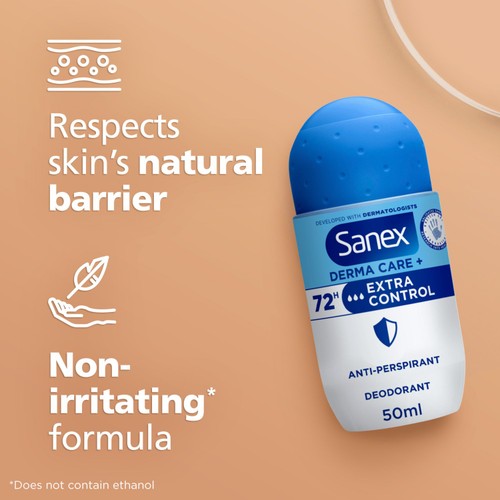 Sanex Derma Care+ Extra Control 72-Hour Antiperspirant Roll-On Deodorant thumbnail 3