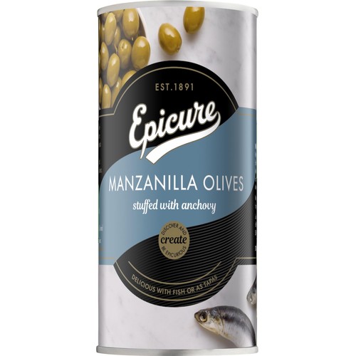 Epicure  Manzanilla Stuffed Olives with Anchovy MSG FREE