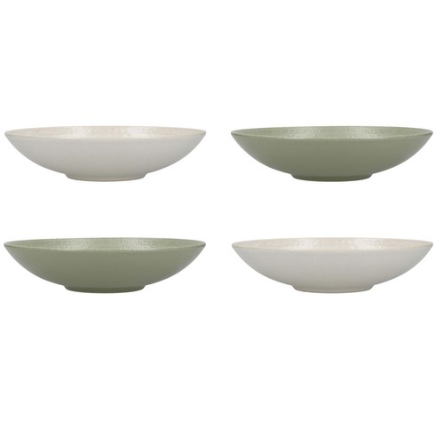 KitchenCraft Stoneware Coupe 22cm Bowl Set, Green